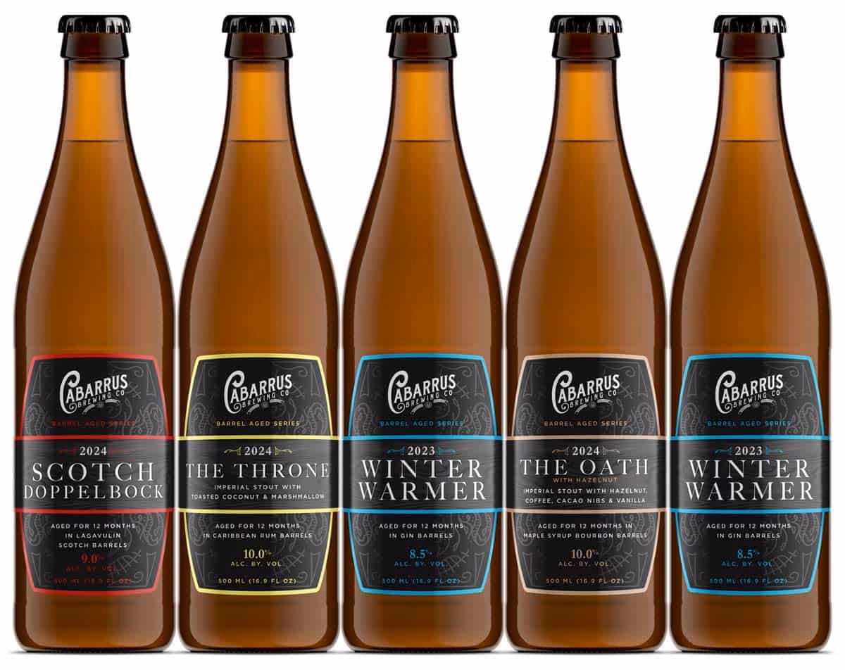 Cabarrus Brewing Co. Barrel Aged Series custom die-cut bottle labels